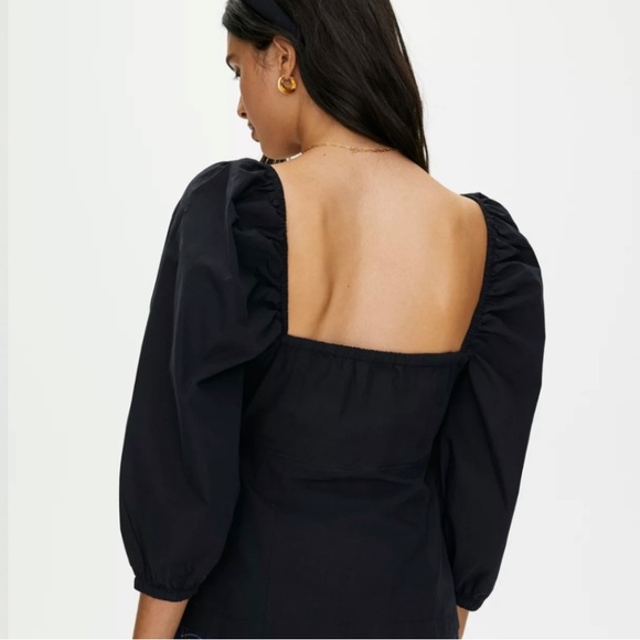 Aritzia Little Moon Button Up Blouse/Tops Black Puff Sleeves Sz S - Picture 6 of 9